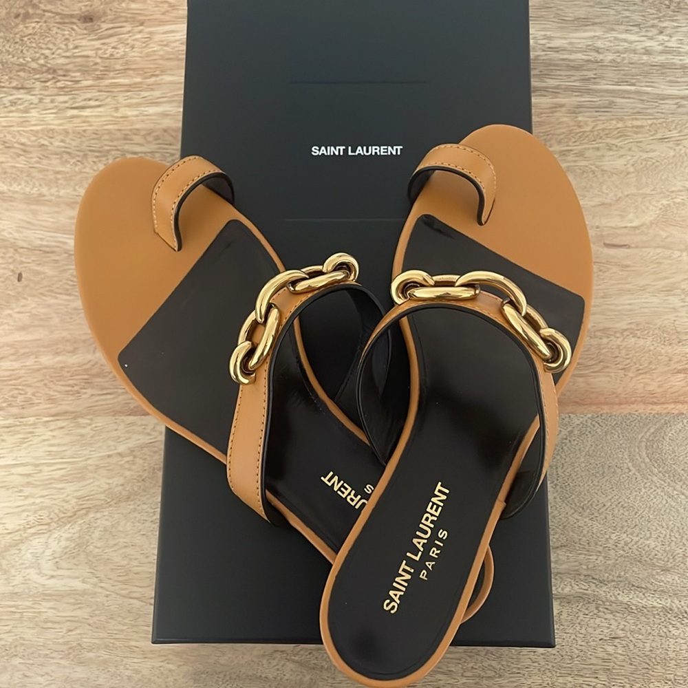 SAINT LAURENT
Jota Maillon Sandals in beige size 38.5